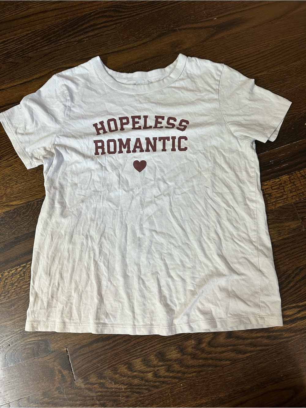 Old Navy White Graphic Tee with Maroon Print - Hopeless Romantic